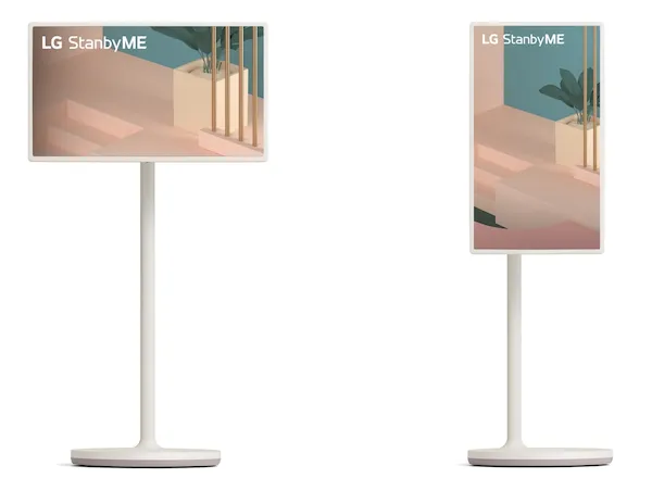 LG StanbyME, um tablet de 27 polegadas em um suporte que é uma TV