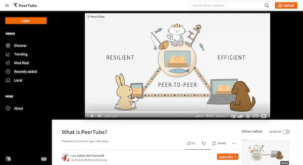 PeerTube 4 lançado com visualização em tabela de todos os vídeos