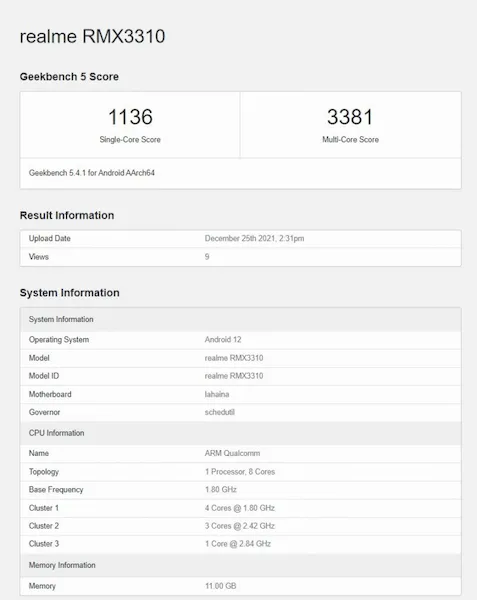 Realme GT 2 com Snapdragon 888 SoC apareceu no Geekbench