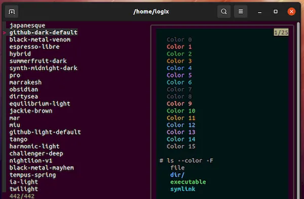 Theme.sh, um script de seleção de tema de terminal interativo