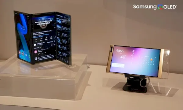 Telas dobráveis da Samsung incluem telas de três dobras e deslizantes