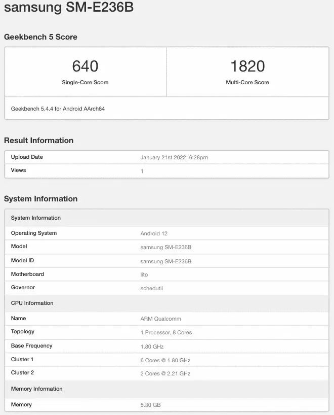 Galaxy F23 5G foi listado pelo Geekbench com Snapdragon 750G