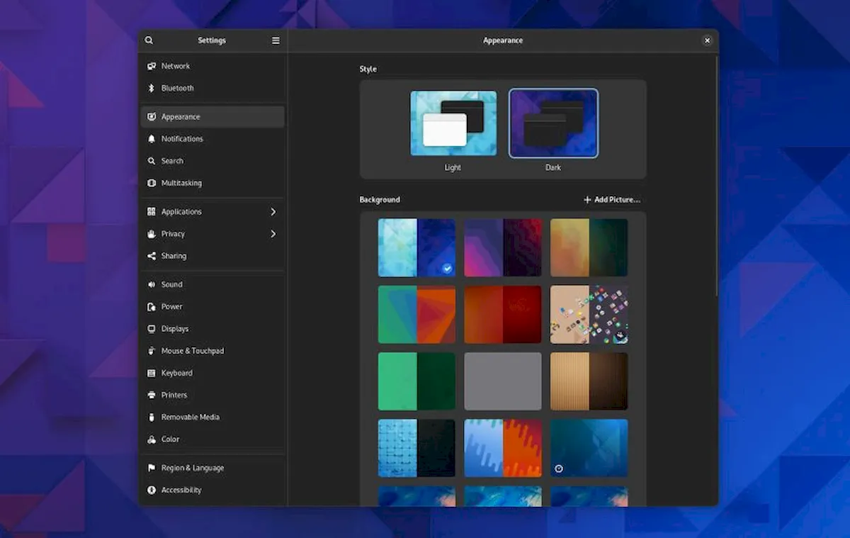 GNOME 42 suportará o recurso papel de parede escuro