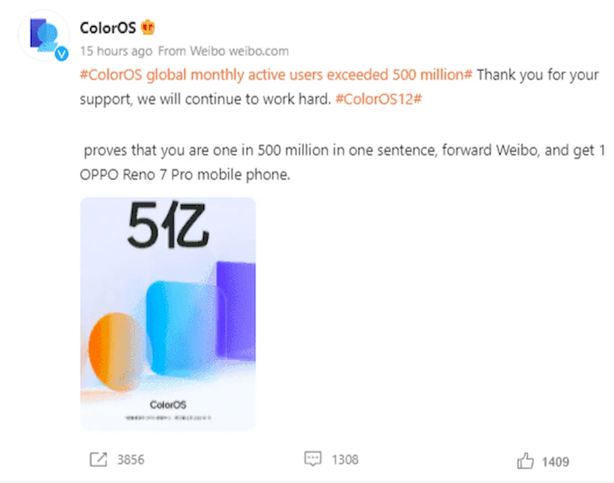 ColorOS ultrapassou os 500 milhões de usuários ativos mensais