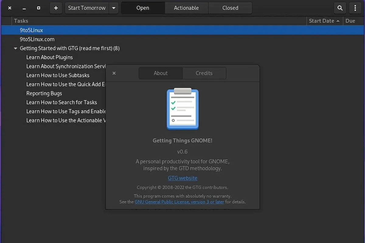 Getting Things GNOME 0.6 lançado com novo back-end de sincronização CalDAV