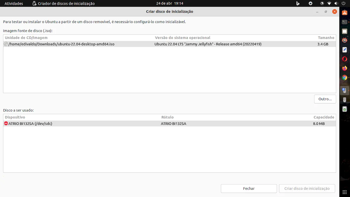 Como criar um instalador USB inicializável para o Ubuntu 22.04 LTS