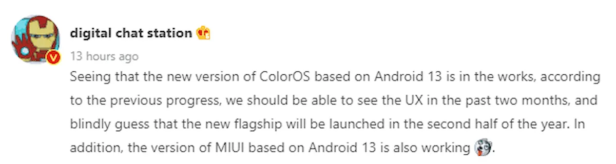 MIUI 13.5 e ColorOS 13 baseado no Android 13 já em desenvolvimento