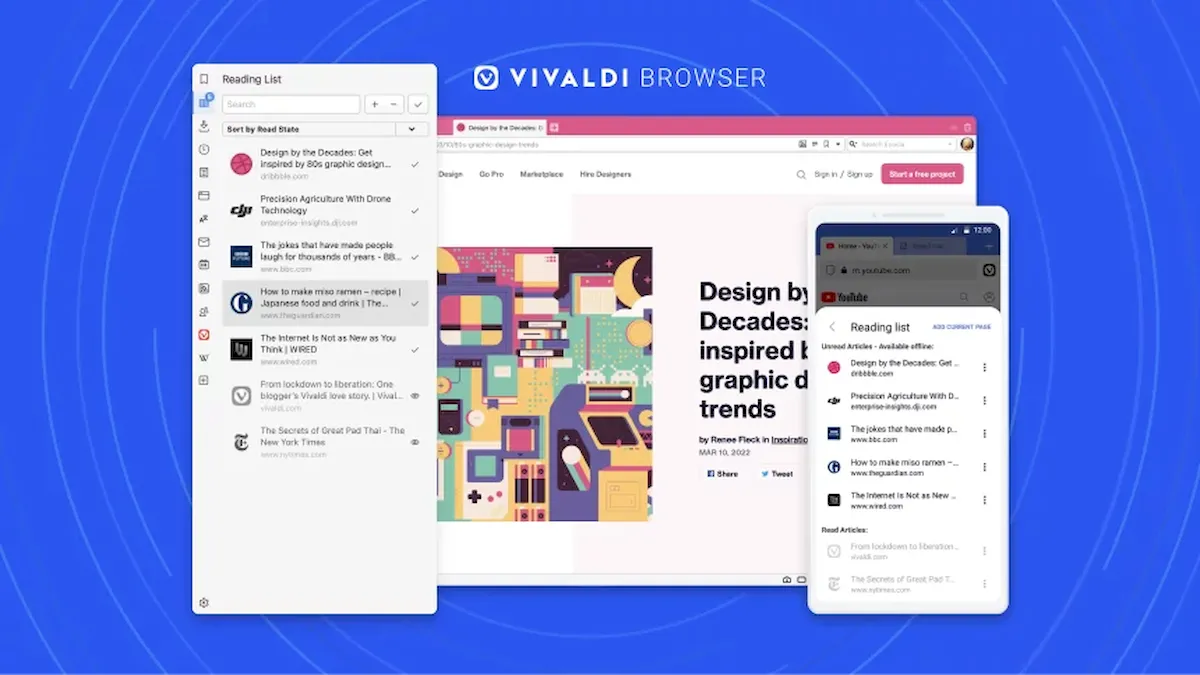 Vivaldi 5.2 lançado com painel de lista de leitura sincronizada, e mais