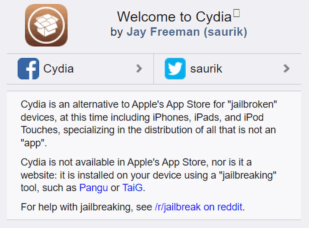 Apple foi processada pela Cydia, a versão desbloqueada da App Store