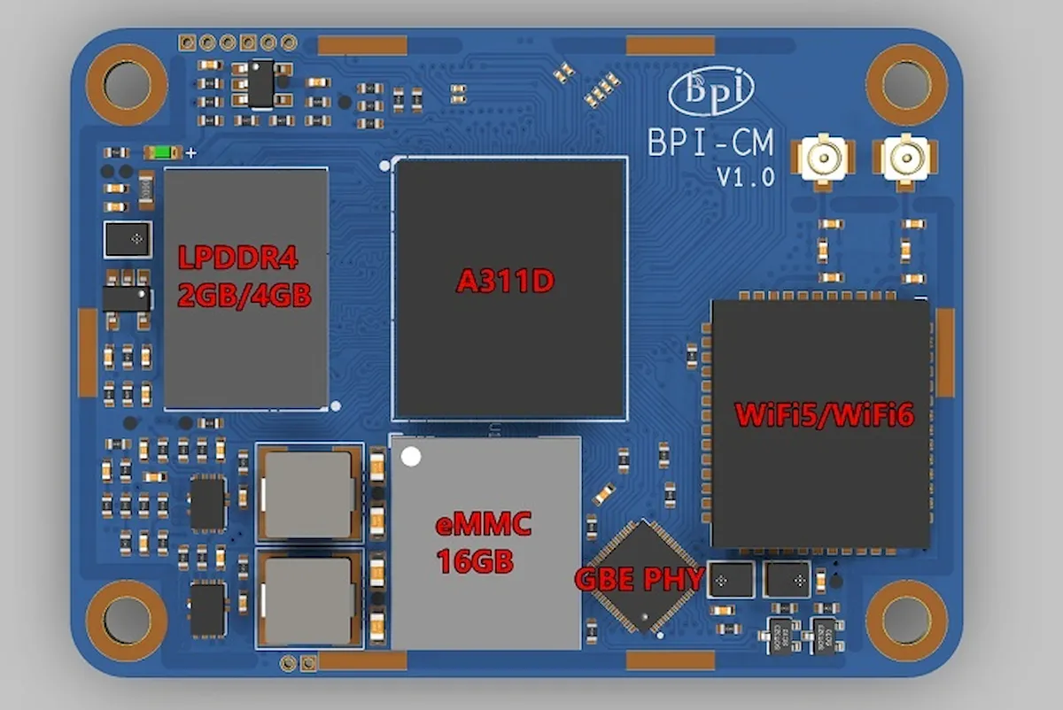 Banana Pi BPI-CM4 com Amlogic A311D é compatível com pinos RPi CM4