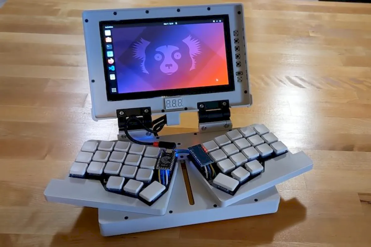 Chonky Palmtop, um PC Linux DIY portátil com teclado dividido e tela de 7 polegadas