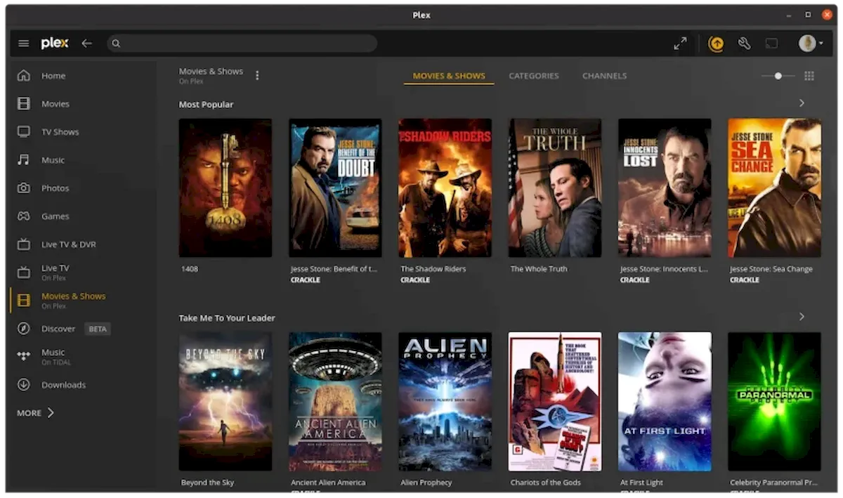Plex Desktop para Linux foi lançado como um snap