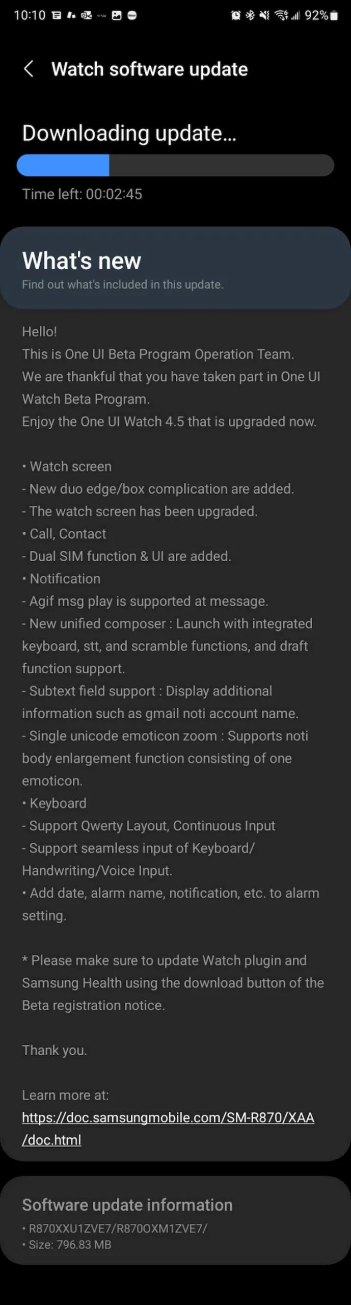 Galaxy Watch One UI 4.5 Beta está sendo lançado para os inscritos