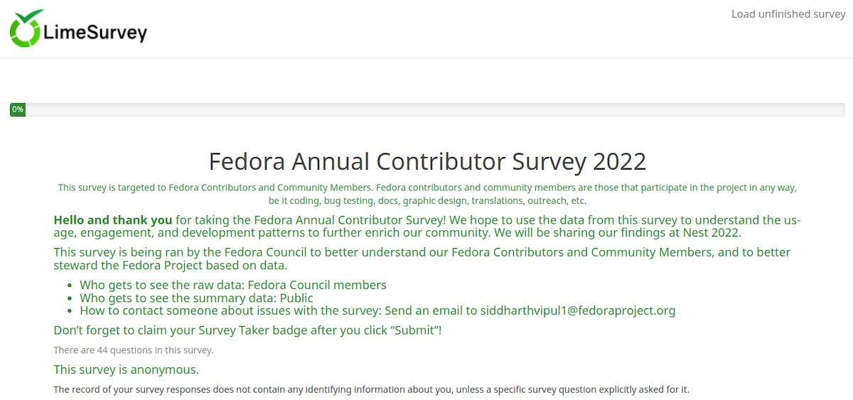 Responda ao Fedora Annual Contributor Survey 2022 e ajude a moldar o futuro do Fedora
