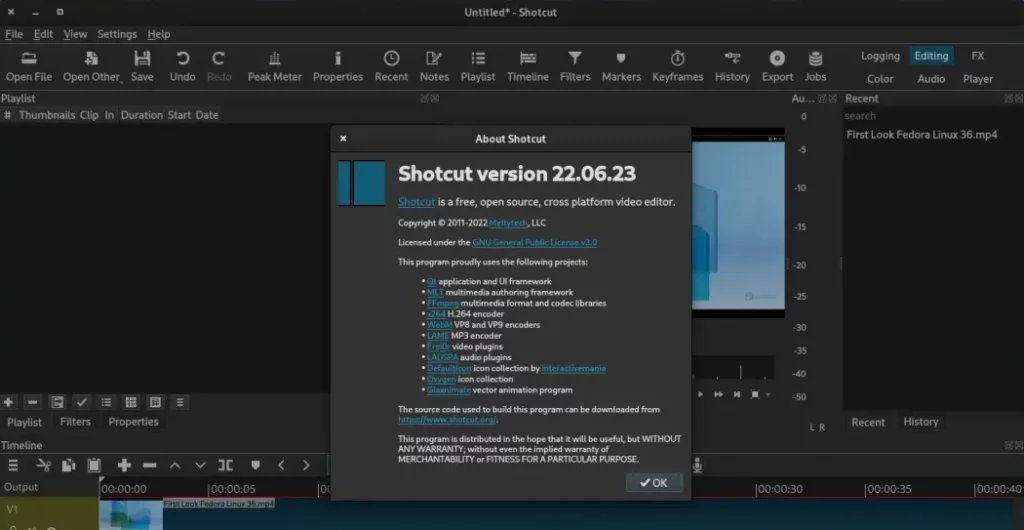 Shotcut 22.06 lançado com novos recursos e muitas correções de bugs