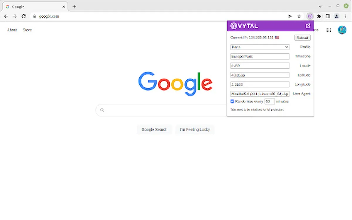 Vytal, uma extensão do Chrome que oculta informações de localização