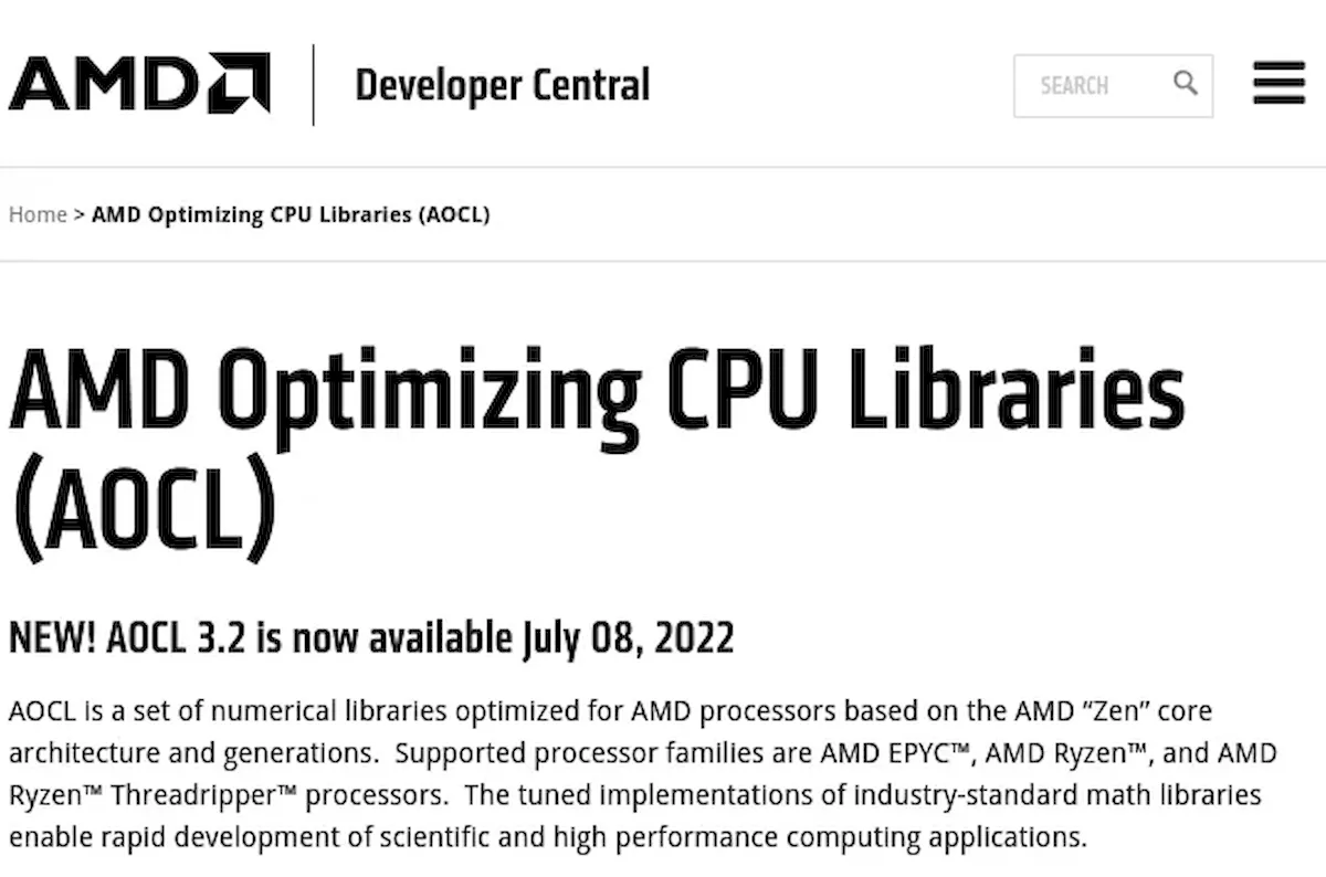 AOCL 3.2 lançado com otimizações para uso nas plataformas Ryzen, Ryzen Threadripper e EPYC