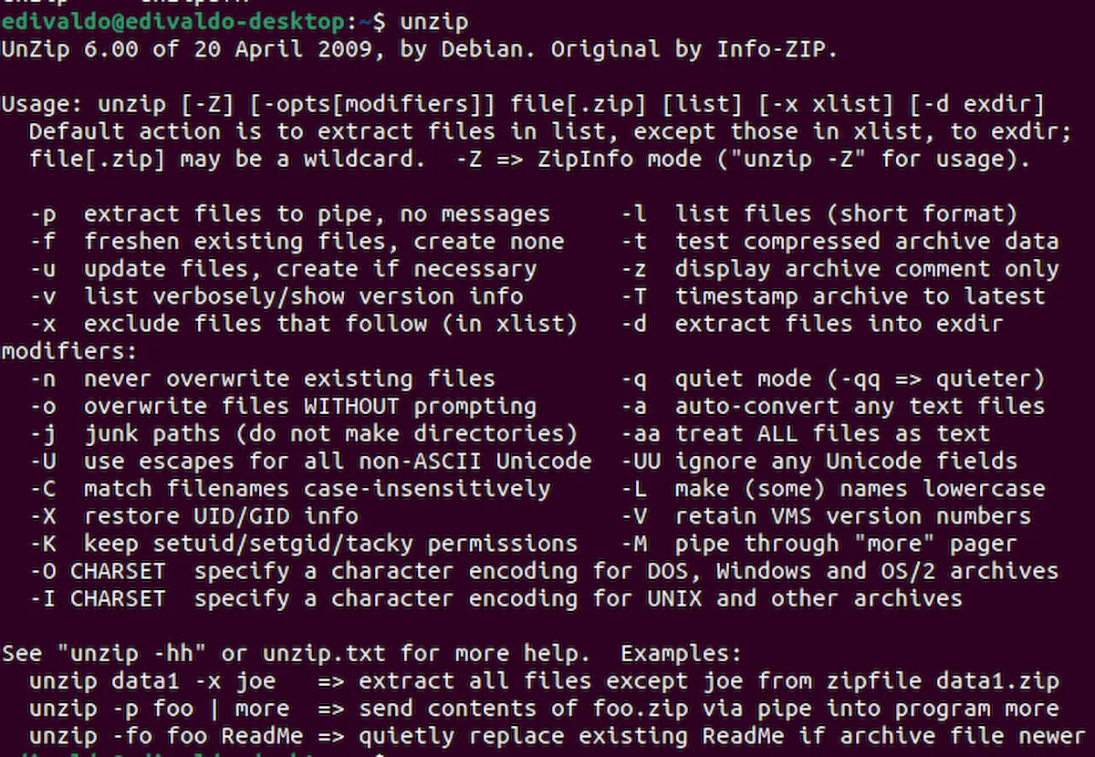 Como extrair arquivos para uma pasta específica no Linux