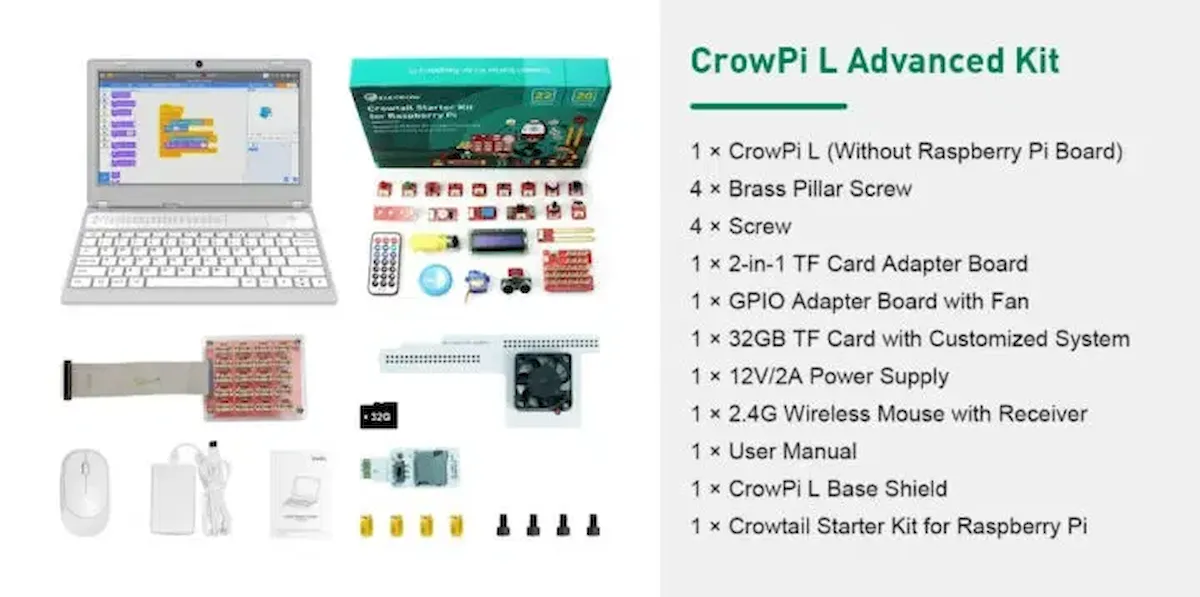 CrowPi L, um case de laptop que usa o Raspberry Pi 4