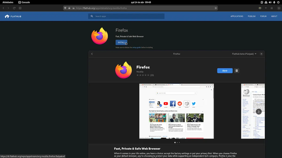 Flatline, um addon para instalar Flatpaks usando o Firefox