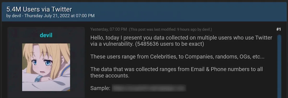 Hacker está vendendo dados de 5.4 milhões contas do Twitter