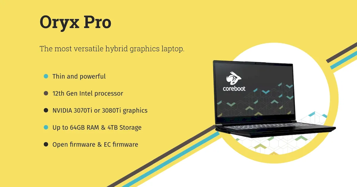 Laptop Oryx Pro da System76 agora tem CPU Intel de 12ª geração