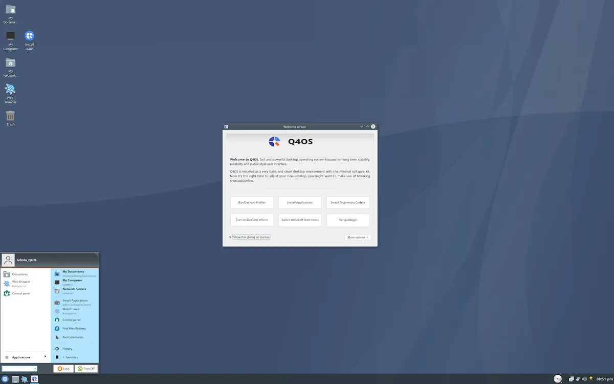 Q4OS 4.10 lançado com base no Debian 11.4 e correções