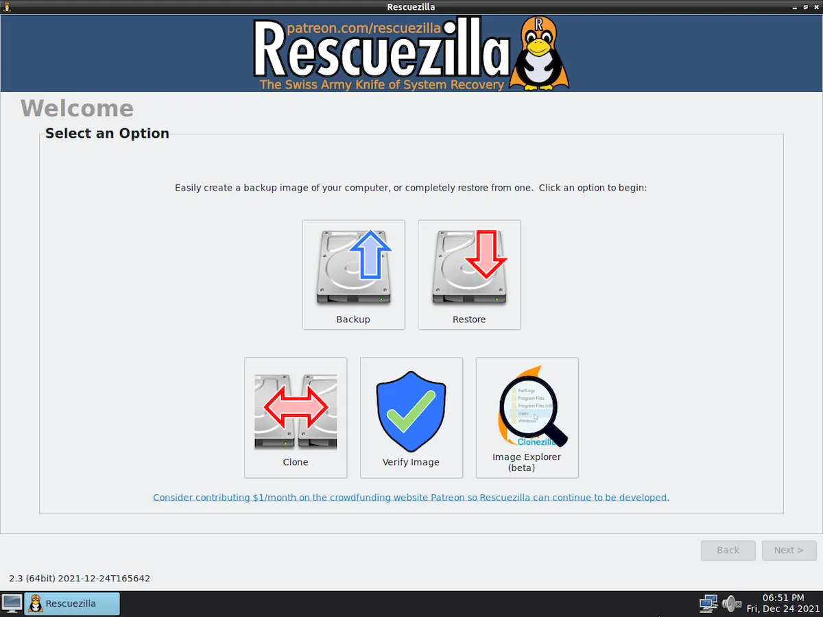 Rescuezilla 2.4 lançado com base no Ubuntu 22.04 LTS