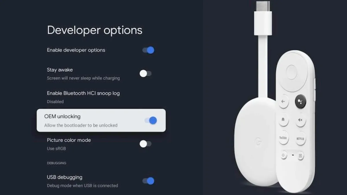 Chromecast com Google TV (HD) tem bootloader desbloqueável