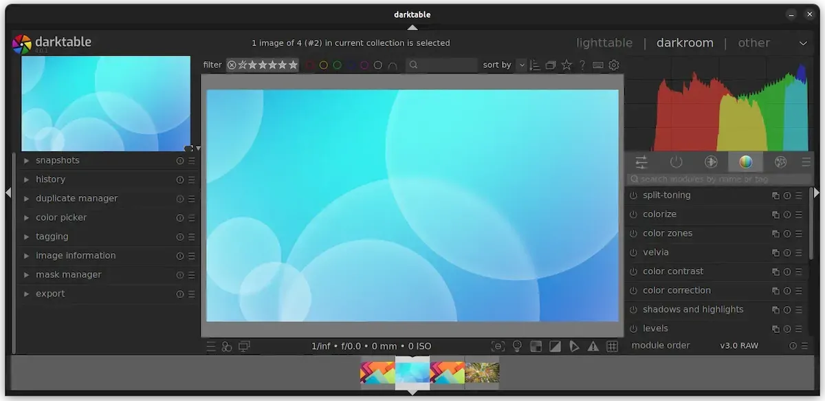 Darktable 4.0.1 lançado com várias correções de bugs