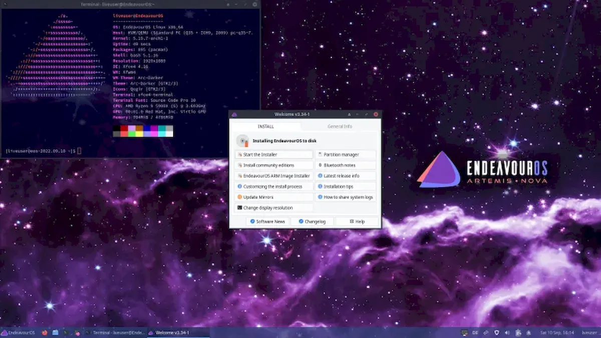 EndeavourOS Artemis Nova 22.9 lançado com solução do problema do GRUB