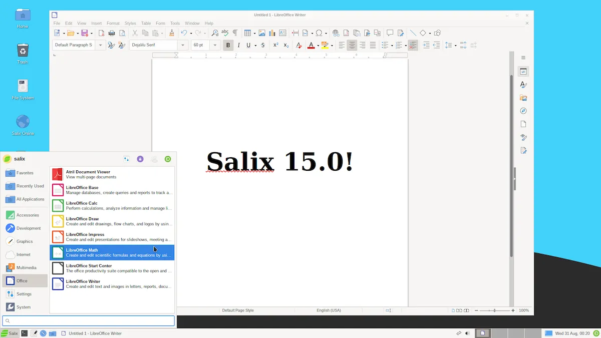Salix 15 lançado com o Xfce 4.16 como ambiente principal