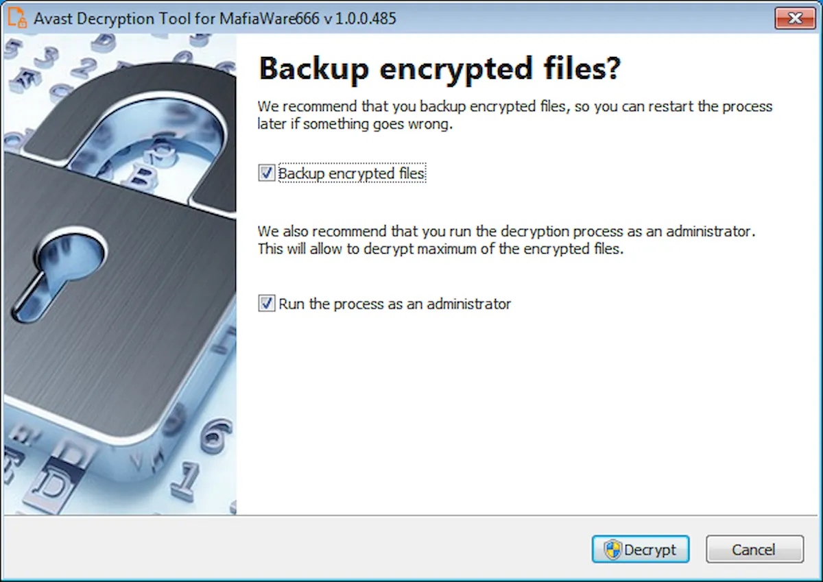Avast lançou um decodificador gratuito para variantes do Hades 5 backup dos arquivos criptografados