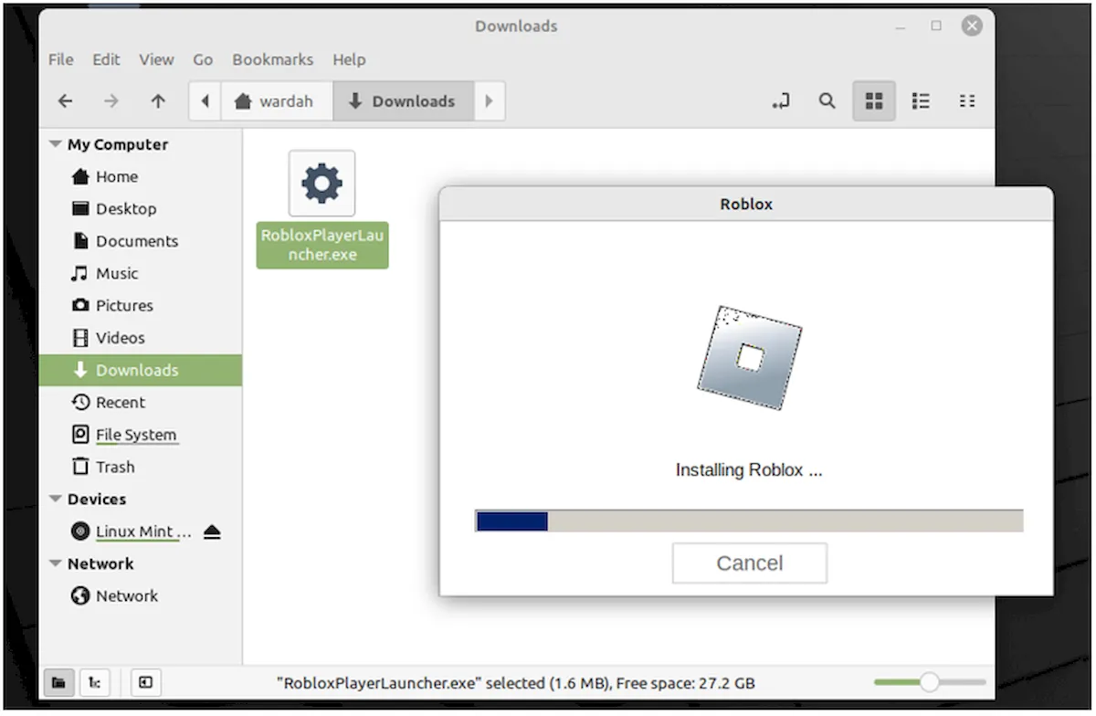 Roblox no Linux Mint 21, Ubuntu e derivados - Veja como instalar