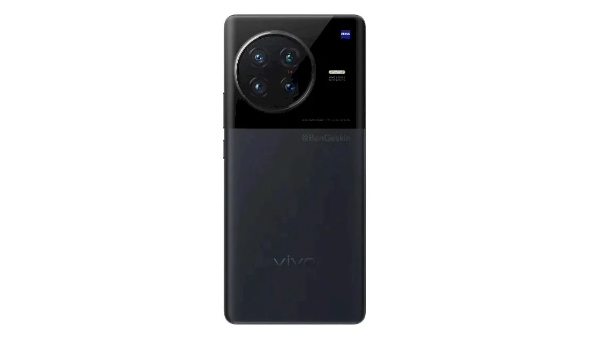 Foto revelou o Vivo X90 Pro+ com câmera offset e marca Zeiss