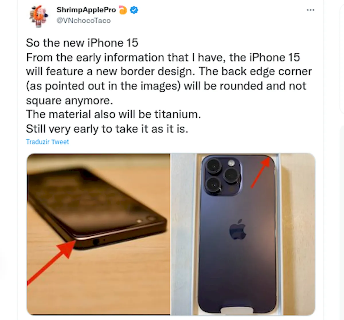 iPhone 15 poderá usar uma estrutura traseira curvada de titânio
