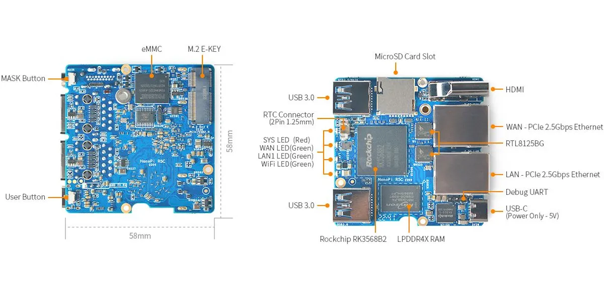 NanoPi R5C, um mini PC com chip RK35668B2 por US$ 49 ou mais