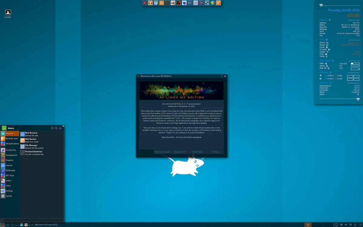 AV Linux MX 21.2.1 lançado com o ambiente xfwm nativo, e mais