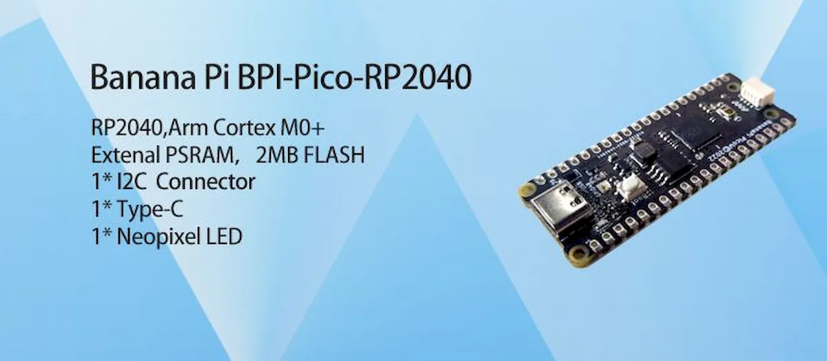 Banana Pi BPI-Pico-RP2040, um clone Raspberry Pi Pico com USB-C e uma luz LED RGB