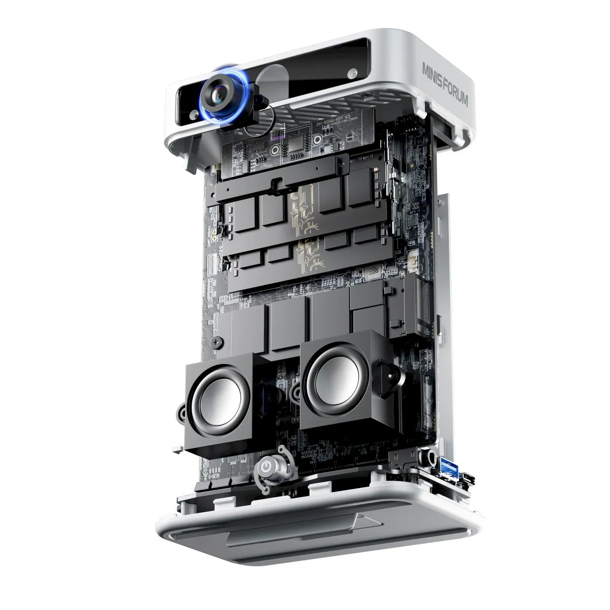 MC560, um mini PC com câmera 2.5K integrada e alto-falantes