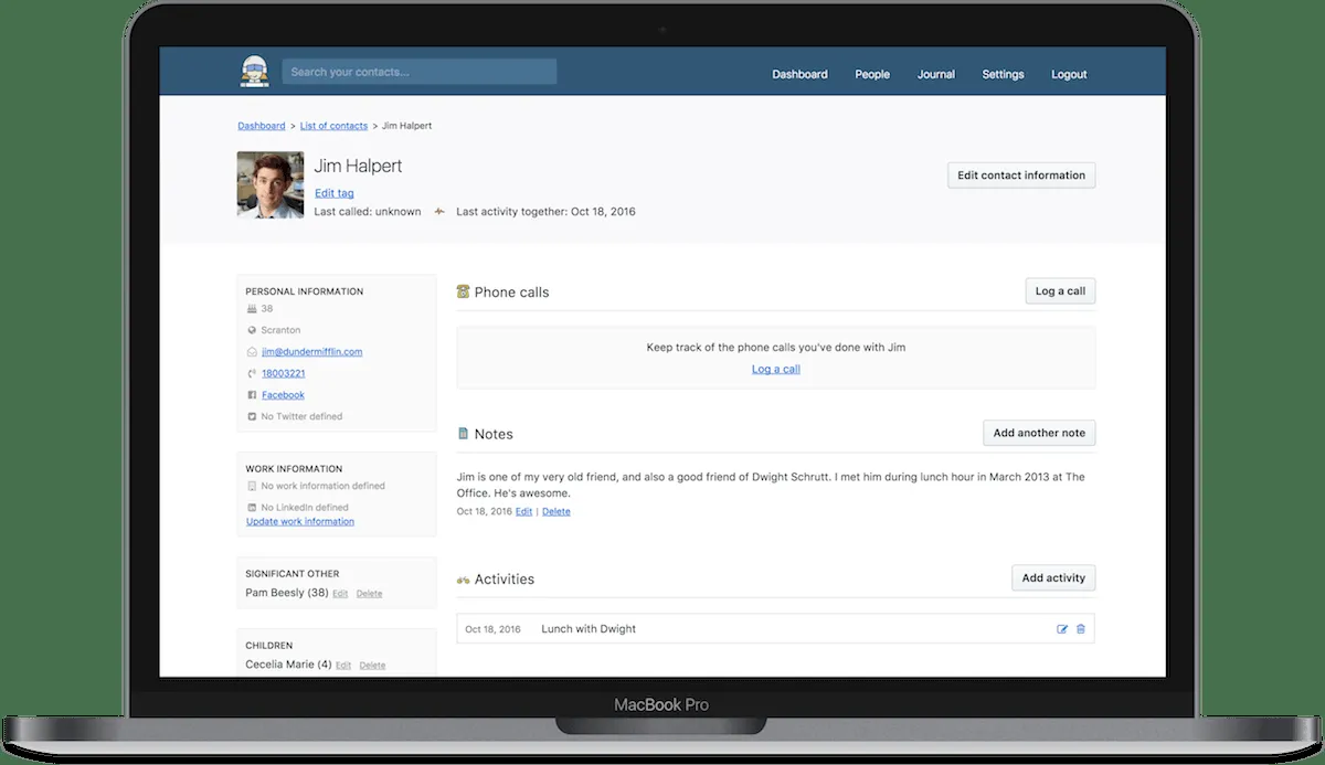 Monica, um CRM pessoal de código aberto 3 Monica, um CRM pessoal de código aberto