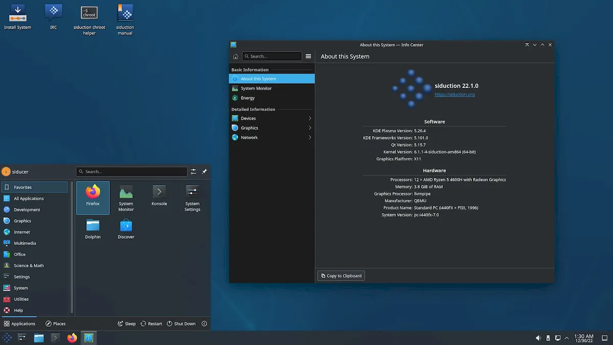 Siduction 2022.1 lançado com Kernel 6.1, Xfce 4.18 e LXQt 1.2