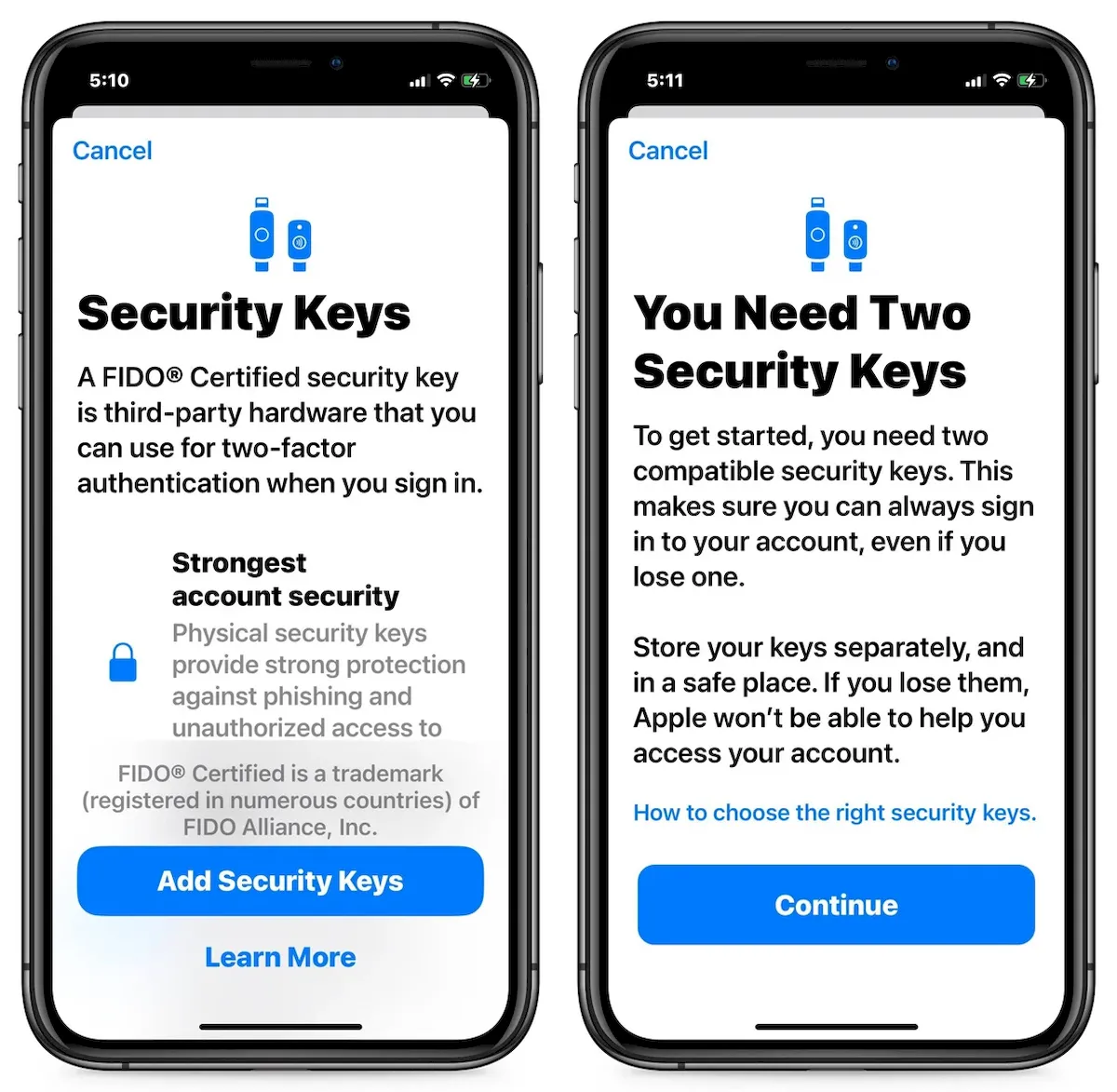 Apple iOS 16.3 suporta chaves de segurança de hardware