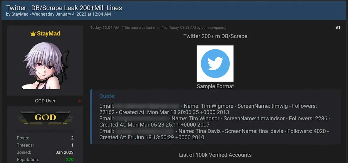 Dados de usuários do Twitter foram publicados por hackers