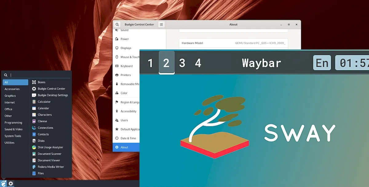 Fedora 38 terá Spins com os ambientes Budgie e Sway