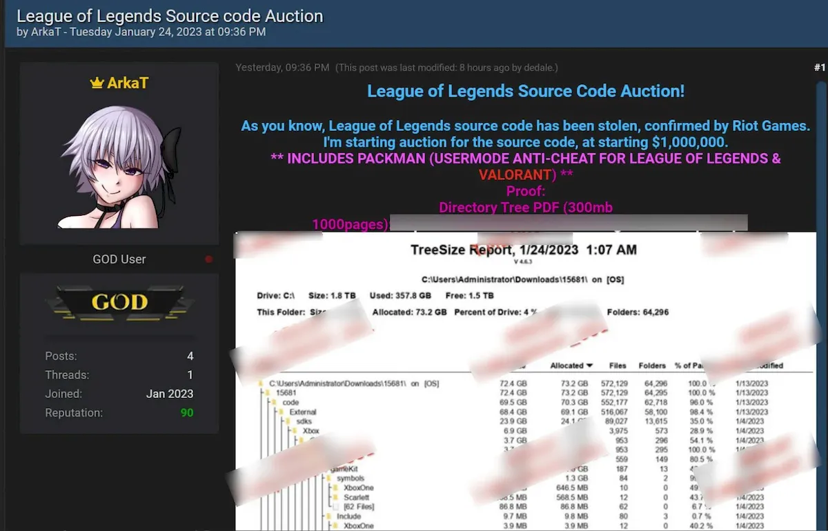 Hackers estão leiloando suposto código-fonte de League of Legends