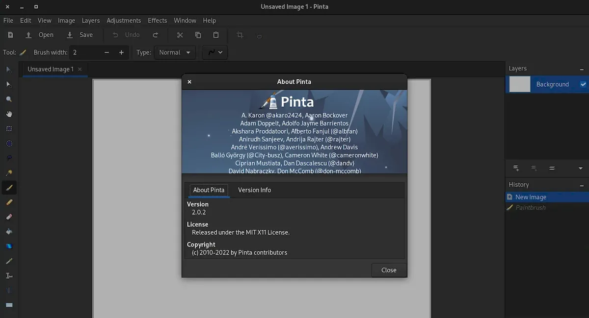 Pinta 2.1 lançado com suporte WebP, melhorias Wayland, e mais