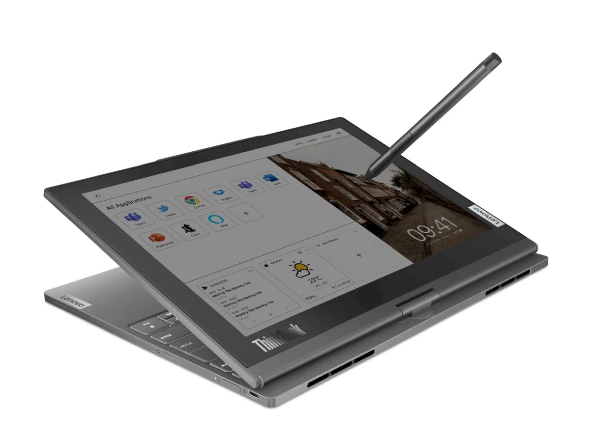 ThinkBook Plus Twist, um laptop com telas OLED e E Ink coloridas