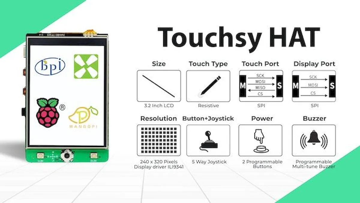 Touchsy HAT, uma tela touchscreen para PCs de placa única