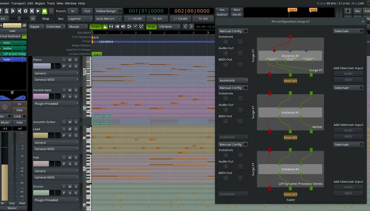 Ardour 7.3 lançado com suporte VST3 Multi-Bus, e muito mais